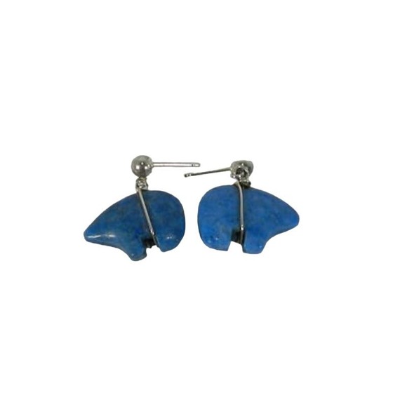 Lapis Spirit Bear Pierced Earrings - Picture 1 of 6